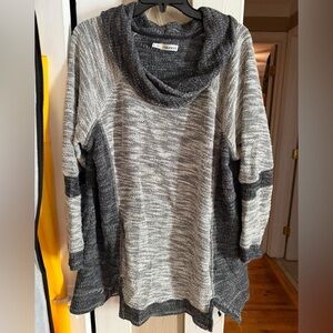 Sussan Gray and Black Cowl Neck Sweater